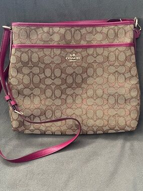 Tan/Magenta Coach Crossbody Bag